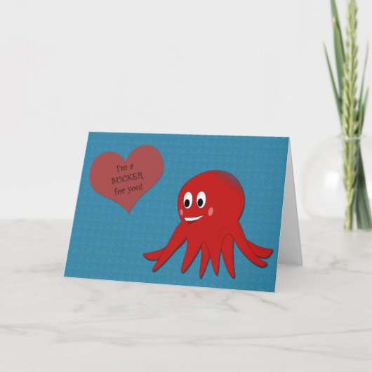 Valentijnse rode octopus Sucker Kaart (Voorkant)