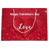 Valentijnse rode papiertas met wieltjes voor grote groot cadeauzakje (Voorkant)