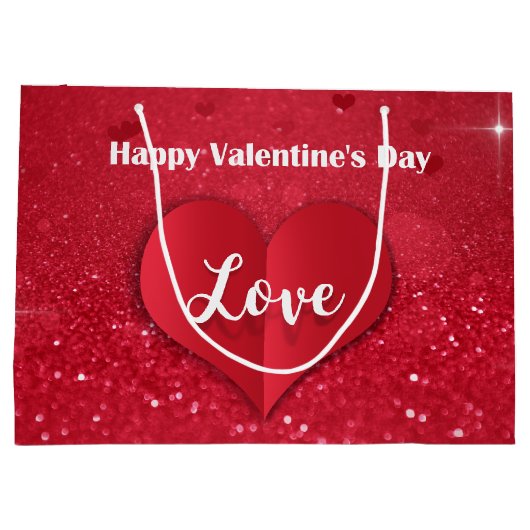 Valentijnse rode papiertas met wieltjes voor grote groot cadeauzakje (Achterkant)