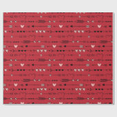 Valentijnse rode roze haren hand getekend cadeaupapier (Vlak)