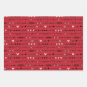 Valentijnse rode roze haren hand getekend inpakpapier vel (Voorkant 3)