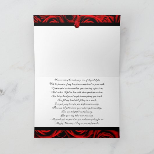 Valentijnse rode rozen feestdagen kaart (Binnen)