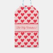Valentijnse  rood en roze hartpatroon cadeaulabel (Voorkant)