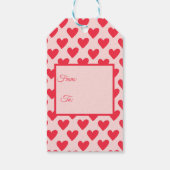 Valentijnse  rood en roze hartpatroon cadeaulabel (Achterkant)