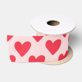 Valentijnse rood en roze hartpatroon satijnen lint