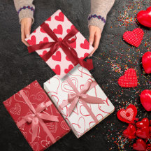 Valentijnse  rood en roze hartpatroon set van 3