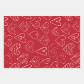 Valentijnse rood en roze hartpatroon set van 3 inpakpapier vel (Voorkant 3)