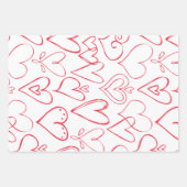 Valentijnse rood en roze hartpatroon set van 3 inpakpapier vel (Voorkant 2)