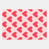 Valentijnse rood en roze hartpatroon set van 3 inpakpapier vel (Voorkant)