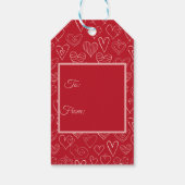 Valentijnse  rood hartpatroon cadeaulabel (Achterkant)