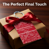 Valentijnse rood hartpatroon cadeaulabel