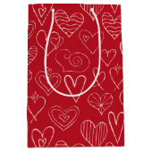 Valentijnse  rood hartpatroon medium cadeauzakje (Voorkant)