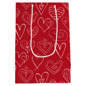 Valentijnse  rood hartpatroon medium cadeauzakje (Achterkant)