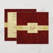 Valentijnse Rood Metallic Gold Ribbon Uitnodiging (Voorkant / Achterkant)