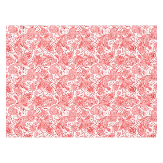  Valentijnse  rood op witte  Paisley Tafelkleed (Voorkant (Horizontaal))