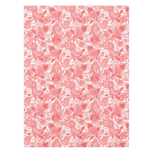  Valentijnse  rood op witte  Paisley Tafelkleed (Voorkant)