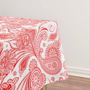 Valentijnse rood op witte Paisley Tafelkleed