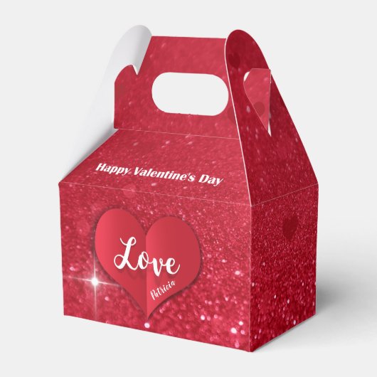 Valentijnse Rood papier Hart Glitter Favor Box Ga Bedankdoosjes (Achterkant)