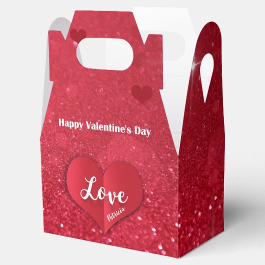 Valentijnse  Rood papier Hart Glitter Favor Box Ga Bedankdoosjes (Geopend)