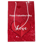 Valentijnse Rood papier hart glitter medium gesch Cadeauzakje (Voorkant)