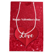 Valentijnse  Rood papier hart glitter medium gesch Medium Cadeauzakje (Achterkant)