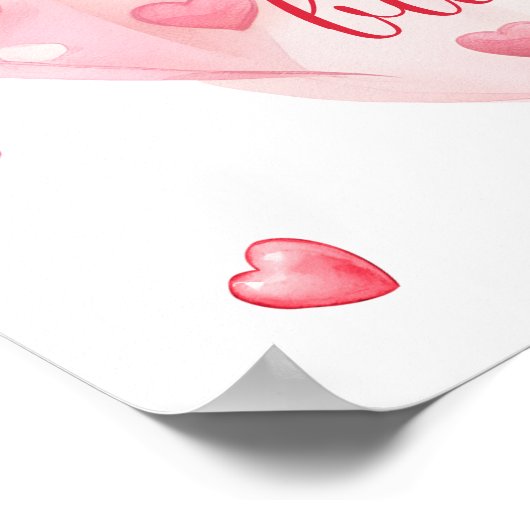 Valentijnse Roze Bow Hearts Baby shower Welkom Poster (Hoek)