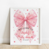Valentijnse Roze Bow Hearts Baby shower Welkom Poster