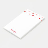 Valentijnse roze en rode harten op maat post-it® notes (Schuin)