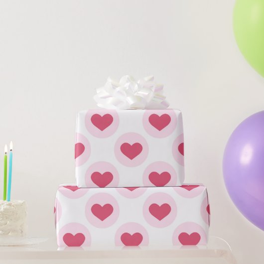 Valentijnse roze hartpatroon Cadeaupapier (Feestgeschenken)