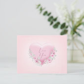 Valentijnse  Roze Heart Briefkaart (Staand voorkant)