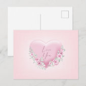Valentijnse  Roze Heart Briefkaart (Voorkant / Achterkant)