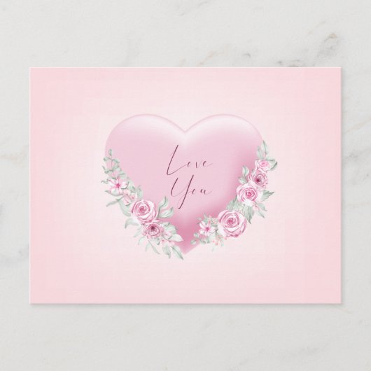 Valentijnse  Roze Heart Briefkaart (Voorkant)