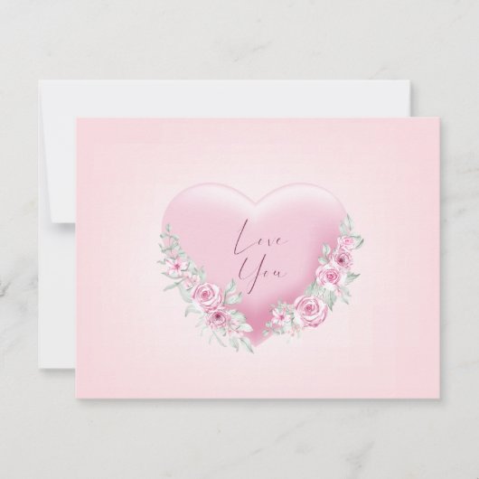 Valentijnse  Roze Heart Kaart (Voorkant)