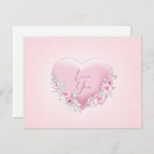 Valentijnse  Roze Heart Kaart (Voorkant / Achterkant)