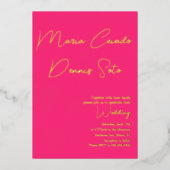 Valentijnse  Roze Hearts Floating Wedding Folie Uitnodiging (Voorkant)