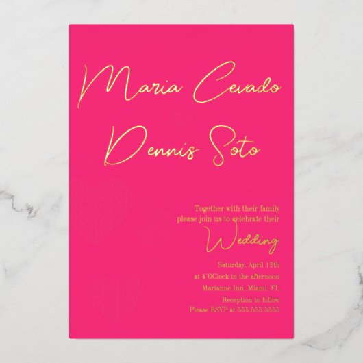 Valentijnse  Roze Hearts Floating Wedding Folie Uitnodiging (Voorkant)