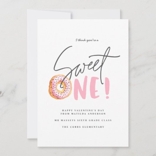 Valentijnse roze meisjes Donut een moderne Aankondiging (Voorkant)