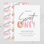 Valentijnse roze meisjes Donut een moderne Aankondiging (Voorkant / Achterkant)