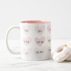 Valentijnse  Roze Moderne Initialen Koffiekoffie M Tweekleurige Koffiemok