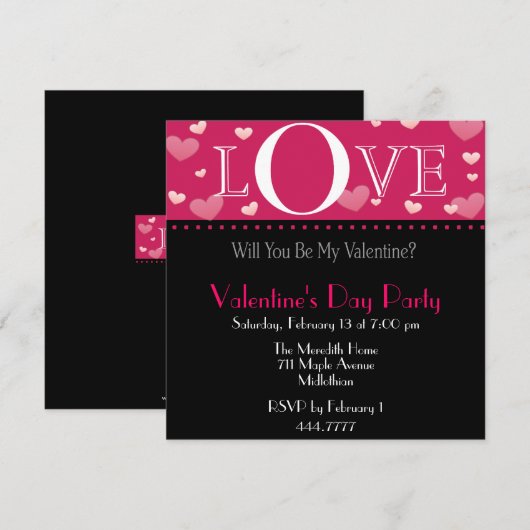 Valentijnse Roze Uitnodiging (Voorkant / Achterkant)
