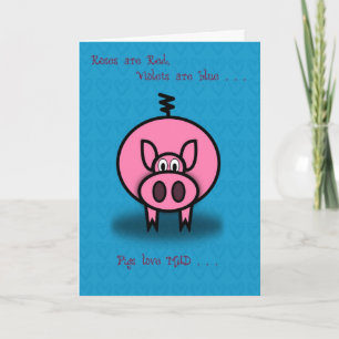 Valentijnse Roze Varken Rozen zijn Rode Kaart