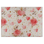 Valentijnse Roze Waterverf Rozen en harten Snijplank (Voorkant)