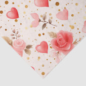 Valentijnse Roze Waterverf Rozen en harten Tissuepapier (Detail)