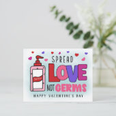 Valentijnse Sanitizer Spread Love Not Germs Briefkaart (Staand voorkant)