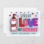Valentijnse Sanitizer Spread Love Not Germs Briefkaart (Voorkant / Achterkant)