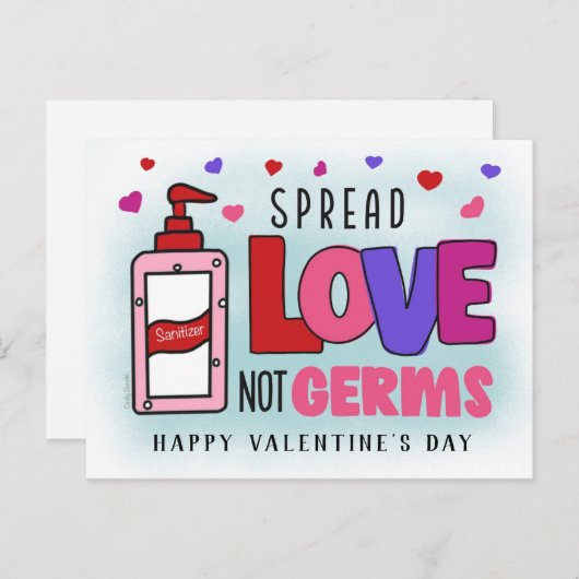 Valentijnse Sanitizer Spread Love Not Germs Briefkaart (Voorkant / Achterkant)