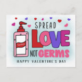 Valentijnse Sanitizer Spread Love Not Germs Briefkaart (Voorkant)