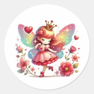 Valentijnse Schattige fee Ronde Sticker