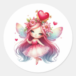 Valentijnse Schattige fee Ronde Sticker