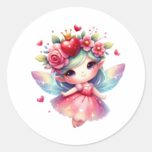 Valentijnse Schattige fee Ronde Sticker